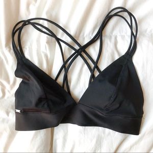 PINK - Black V Neck W/ Crossback strap Bra